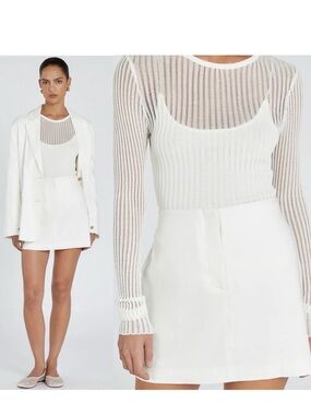 DISSH Sloan White Linen Blend Mini Skirt Size 4 Minimalist Capsule Neutral Basic